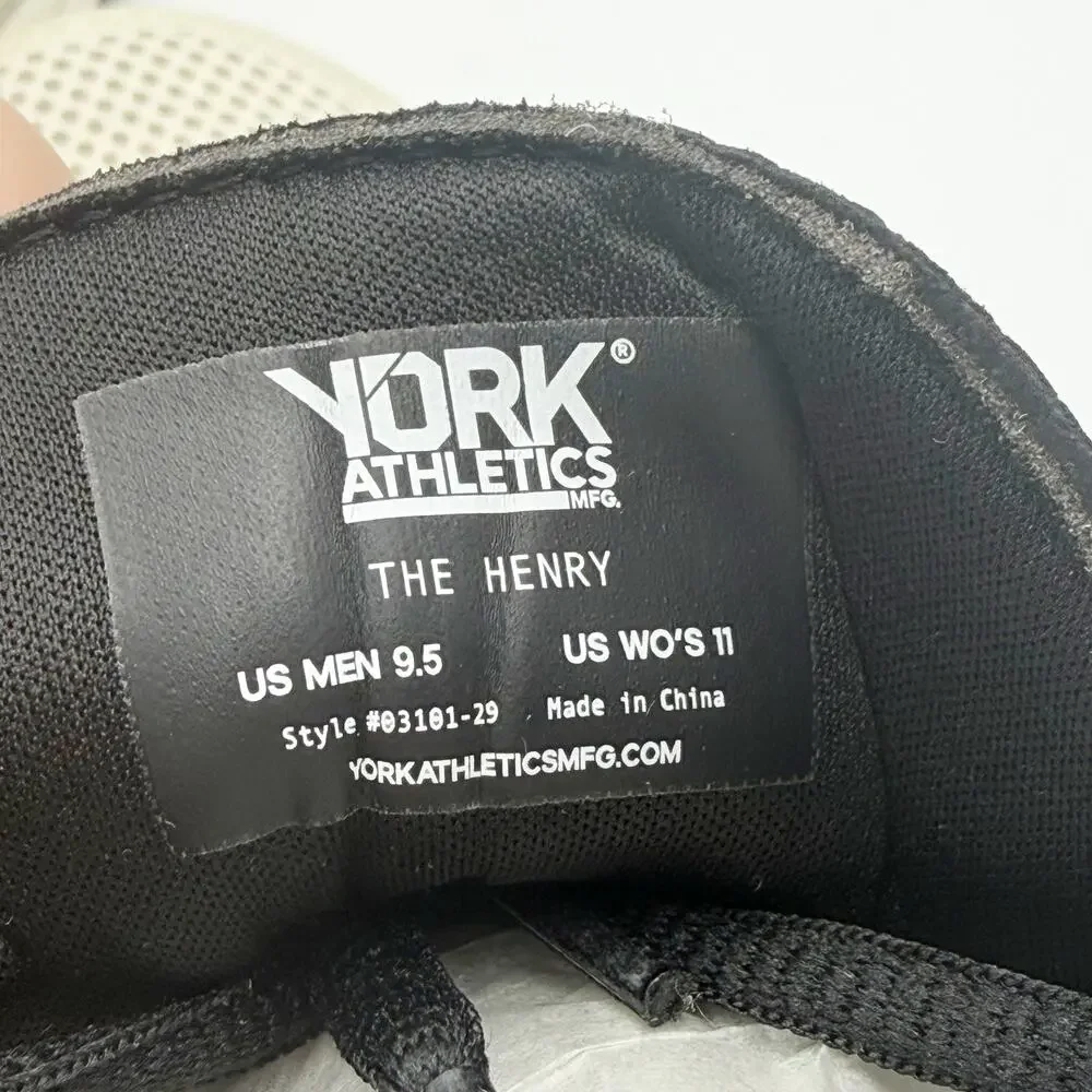 YORK Mens The Henry Runner Athletic Shoes Size 9.5 Black Cream Sneakers NIB